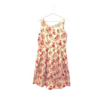 Lady Vintage Floral Print Sleeveless Dress - Size Small